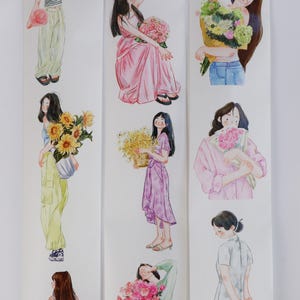 Floral Girl Washi Tape- Casual Fashion Girl Washi Tape- Fashion Girls with Flowers Deco Tape- Lifestyle Journal Deco- Floral Masking Tape