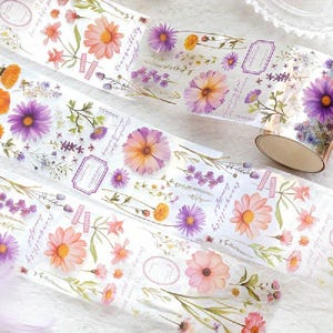 Fita Washi Floral - Fita Washi PET de Flores - Fita Washi de Flores Silvestres