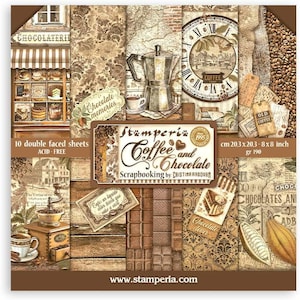 Stamperia Coffee- Scrapbook Paper pad- Scrapbook Paper Pad for Scrapbooks, Albums, Card Making- Bullet Journalling