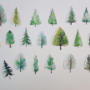 Adesivi decorativi di alberi - Set di adesivi di pino - Adesivi per diario - Creazione di biglietti