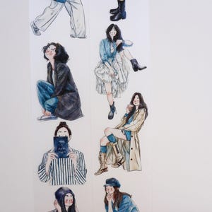 Casual Fashion Girls- Street Lifestyle Washi Tape Sticker of Girls- Street Lifestyle Journal Deco- Fashion Girls Stickers