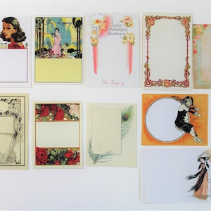 Cartes de correspondance rétro vintage - Ensemble d'autocollants rétro vintage - Autocollants Art nouveau - Agenda - Scrapbooking éphémère