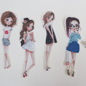6 adesivi per ragazze - Adesivi per ragazze di moda urbana - Set di adesivi per lo stile di vita di strada - Adesivi decorativi - Decorazione del diario dello stile di vita di strada