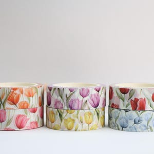 Nastro washi con fiori di tulipano - Nastro washi floreale - Nastro washi con fiori primaverili - Bullet Journal botanico