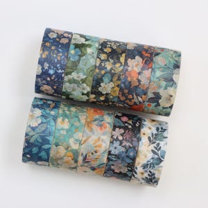Lot de 10 rubans Washi à motifs floraux bleus