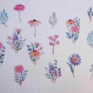 Ensemble d'autocollants floraux aquarelles - Ensemble d'autocollants bouquet de fleurs - Autocollants décoratifs de fleurs - Autocollant floral