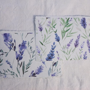 Confezione di carta fatta a mano con fiori di lavanda - Set di carta fatta a mano per scrapbooking
