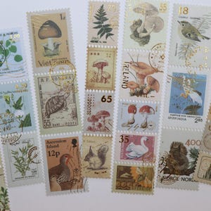 Planten en vogels postzegel set-Efemere strook postzegel-natuur deco stickers set-retro vintage dagboek