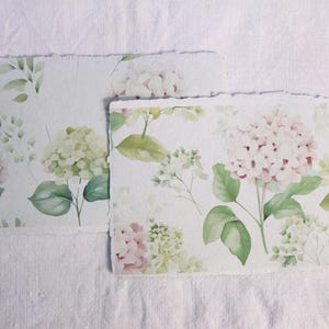 Set di carta fatta a mano con ortensie - Confezione di carta riciclata fatta a mano - Bellissime pagine Shabby Chic