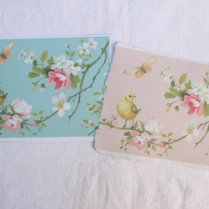 Set di carta fatta a mano con uccelli - Confezione di carta riciclata fatta a mano - Bellissime pagine Shabby Chic