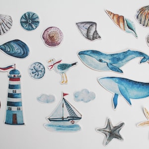 Set di carta per scrapbooking Sea Life - Carta fatta a mano per scrapbooking - Ocean Journal Deco - Sea Bullet Journal - Kit di carta per scrapbooking Sea