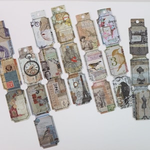 Set biglietti adesivi - Stile collage strisce Ephemera - Set adesivi decorativi bullet journal - Diario vintage retrò