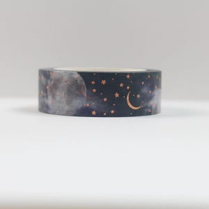 Nastro washi con cielo notturno - Nastro washi con lamina d'oro lunare - Nastro adesivo con lamina d'oro lunare e stelle