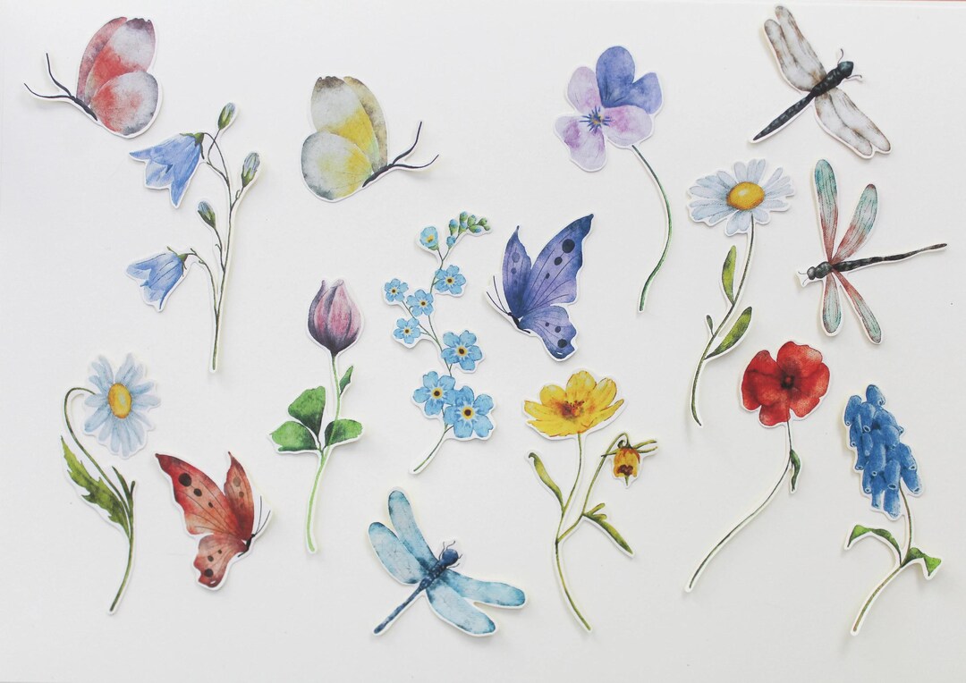 Floral Sticker Set- Wild Flowers Sticker Set- Decorative Sticker of ...