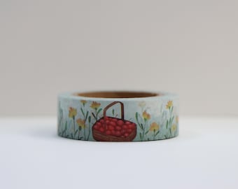 Country basket of fruits Washi Tape- Floral Masking Tape- Planner Supplies- Gift Wrapping- Landscape Washi Tape