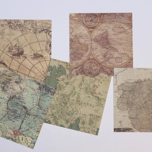 Conjunto de páginas de diário de lixo vintage - variedade de 10 mapas - decoração de diário com marcadores - folha de colagem - conjunto de mapa do mundo vintage