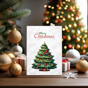 Biglietto di auguri per l'albero di Natale, cartolina di Buon Natale scaricabile all'istante, biglietto di auguri stampabile, biglietto di Natale minimalista scaricabile