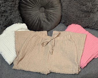 Textured Lounge Pants for Women | Cozy Homewear | Beige, Pink, White | Sizes S/M, L, XL, XXL