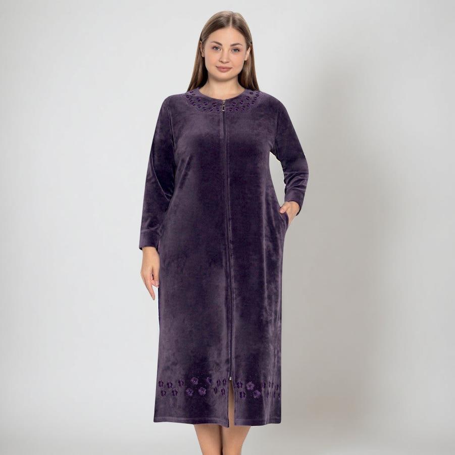 Zipper Velour Long Robe - Etsy