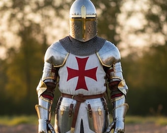Medieval Templar Sugerloaf Armor | Knight Full Plate Armor for Cosplay & LARP- Costume Gift Item