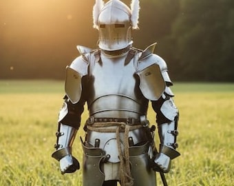 Barbuta Full Plate Armor Set - 18 Gauge Steel Knight Costume for LARP, Cosplay & Roleplay