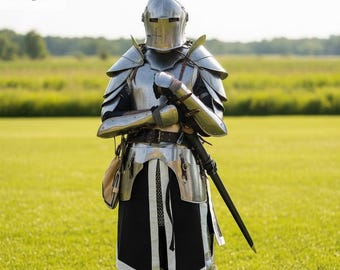 Handmade 18 Gauge Steel Full Knight Armor Suit - Larp Cosplay Costume