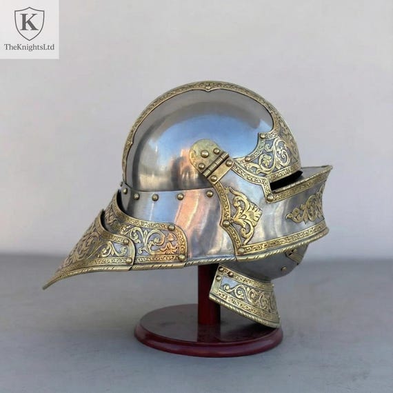 Royal Medieval Knight Steel German Sallet Helmet With Bavor Costume Cosplay & Roleplay