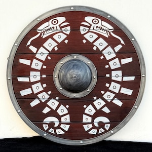 Wooden Viking Shield | Authentic Battleworn Zelda Traveler&#39;s Shield for Medieval Decor & Norse Warrior Collection