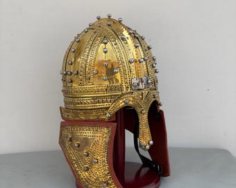 Medieval Knight Brass Cavalry Helmet – Roman Deurne Inspired Vendel Style Cosplay Armor