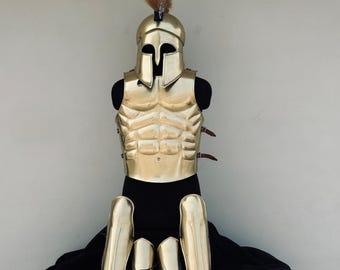 Handmade Steel Greek Warrior Armor Costume - Corinthian Helmet, Full Set