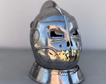 Casco de calavera medieval: rostro fantasmal demoníaco, armadura para cosplay LARP