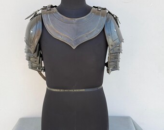 Medieval Black Templar Pair Of Pauldrons With Gorget Armor Larp Armor Cosplay & Roleplay