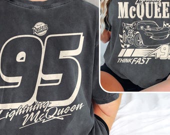 Vintage Lightning Mcqueen 2 Side Shirt, Radiator Springs Tee, WDW Family Vacation Shirt, Disney Tee, Rusteze cars Shirt, Cars Characters Tee