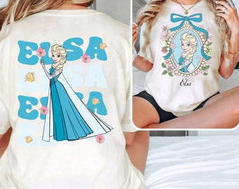 Retro Comfort Colors Disney Elsa Shirt, Coquette Disney Princess Shirt, Disney Girl Trip Shirt, Disney Group Shirt, Disney Trip 2025 Shirt