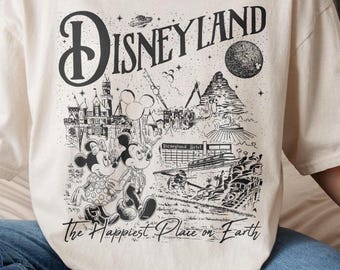 Vintage The Happiest Place One Earth Shirt, Retro Disneyland Shirt, Disney Family Vacation Shirt, Mickey Minnie Shirt, Disney Trip 2025 Tee