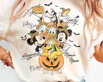 Halloween Mickey And Friends Pumpkin Shirt, Retro Mickey's Not So Scary Halloween Party Tee, Disney with Signs Halloween Party Trip 2025 Tee