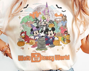 Retro Walt Disney World Halloween Comfort Colors Shirt, Mickey and Friends Halloween Shirt, Disney Family Vacation Shirt, Retro Spooky Shirt