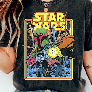 Star Wars: Empire Strikes Back Boba Fett Fires Shirt, Vintage Bounty Hunter Tee, Retro Star Wars Graphic T-Shirt, Sci-Fi Fan Gift