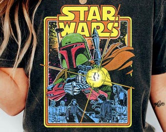 Camiseta de Boba Fett de Star Wars: El Imperio Contraataca, camiseta vintage de cazarrecompensas, camiseta gráfica retro de Star Wars, regalo para fans de la ciencia ficción.