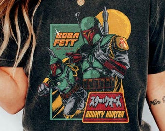 Star Wars Boba Fett Bounty Hunter Katakana Shirt, Retro Star Wars Tee, Japanese Style Boba Fett T-Shirt, A New Hope Inspired Shirt