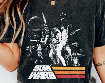 Star Wars: A New Hope Distressed Crewneck Sweatshirt, Vintage 1977 Galaxy Graphic Pullover, Retro Jedi Force Fan Apparel