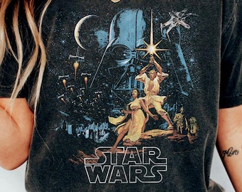 Retro Disney Star Wars Shirt – Vintage Comfort Colors Tee, A New Hope Faded Design, Galaxy's Edge Disney Trip Family Matching T-Shirt