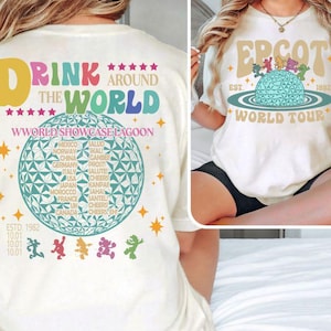 Retro Epcot Drink Around The World Shirt, Vintage Epcot 1982 Tee, Disney World Drinking Shirt, Epcot Drinking Trip Tee