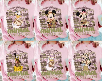 Camiseta a juego de Disney Animal Kingdom, camiseta de Mickey y sus amigos de safari, camiseta de vacaciones familiares con todos los personajes, camiseta de Animal Kingdom 2025