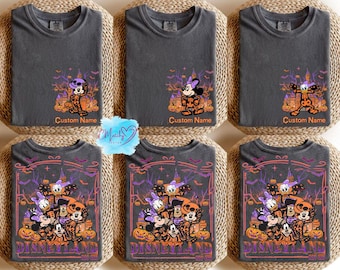 Custom Mickey And Friends Halloween Skeleton Shirt, Personalized Disneyland Halloween Matching Tee, Spooky Disney Family Shirt For 2025 Trip