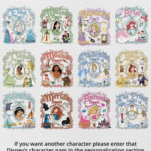 Kokette Bögen Disney alle Prinzessinnen Charaktere Shirt, Mädchen Disney Trip Tee, Prinzessin Schloss, Aschenputtel Schneewittchen Ariel Belle Rapunzel Tee Bild 2