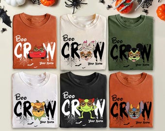 Personalized Disney Boo Crew Halloween Shirt, Disney All Characters Halloween Party Shirt, Custom Mickey And Friends Disney Halloween Shirts
