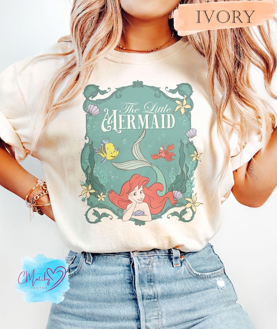 Retro Vintage Ariel The Little Mermaid Shirt, Ariel Mermaid Shirt, Vintage Retro Ariel Shirt, Ariel Flounder Shirt, Disney Princess Shirt