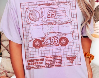 Camiseta de la película Cars de Rayo McQueen, camiseta vintage de Pixar Disney, camiseta de vacaciones familiares, camiseta de viaje a Disney World 2025