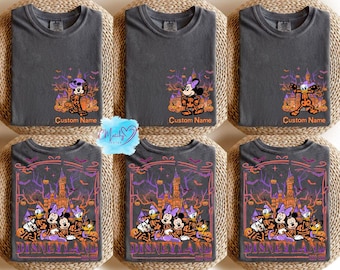Camiseta personalizada de Mickey y sus amigos de Halloween de Disneyland, camiseta familiar a juego de Halloween de Disney 2025, camiseta espeluznante para un viaje en grupo a Disney.